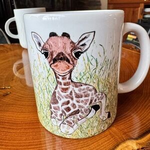 Cute Giraffe Print “Kindly Do Not Alter My Calm” White Mug